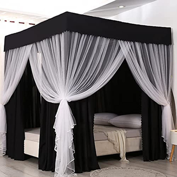 Mengersi Four Corner Post Canopy Bed Cortinas 2 En 1 Antirre 0