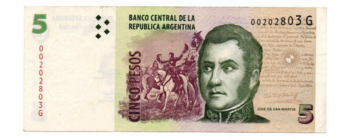 Billete 5 Pesos Convertibles Segundo Diseño Bottero 3328 Mb+ 0