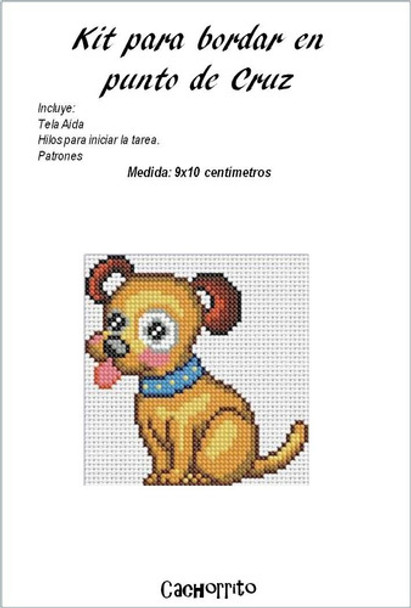 Kit Punto De Cruz Tela Hilo Y Patrones Cachorrito 0