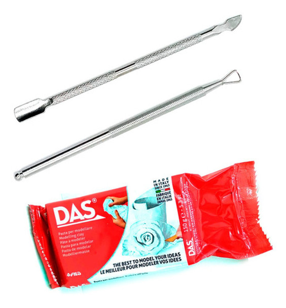 Das Arcilla Ceramica 300gr Blanca 2 Herramientas Metalicas 0