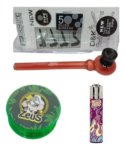Kit Pipa Vidrio Grande Picador Acrilico 3p Clipper 0