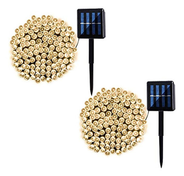 Paquete De 100 Luces Led Solares De Cadena De 42 Pies Y 8 Mo 0