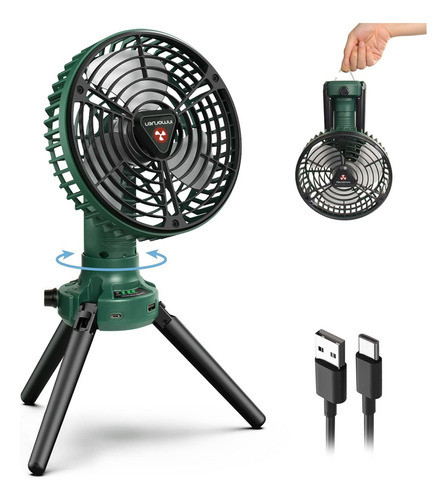 Sismel Ventilador De Camping Portátil Con Linterna Led, Ve. 0