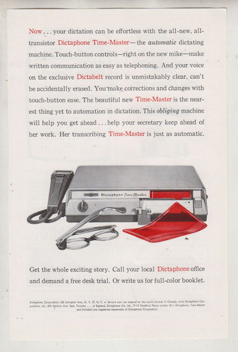 1958 Dictafono Time Master Automatic Publicidad Vintage Raro 0