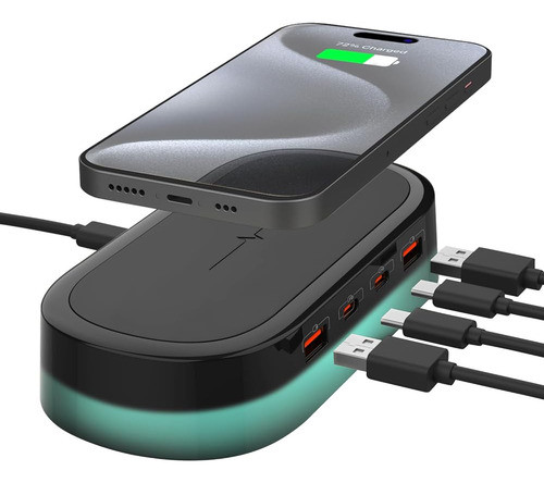 ~? Estación De Carga Inalámbrica 5 En 1 Cargador Usb C Múlti 0