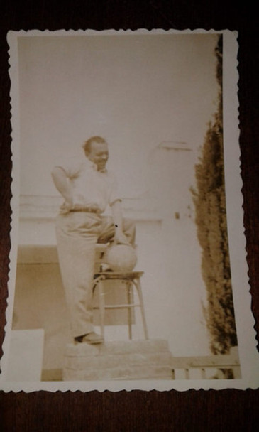 Antigua Foto Fotografia Pelota Balon Malabarista Silla 0