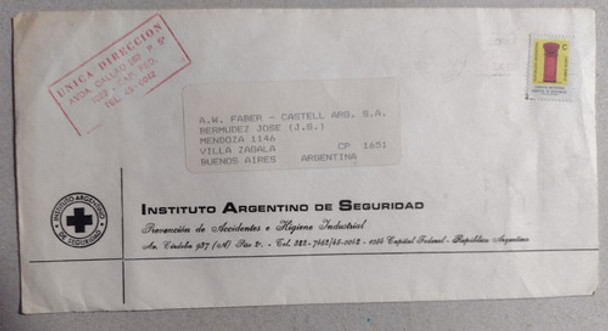 Sobre Del Instituto Argentino De Seguridad Con Estampilla 0 Sobre Del Instituto Argentino De Seguridad Con Estampilla 0
