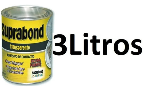 Cemento Contacto Pegamento Transparente Suprabond X 3 Litros 0
