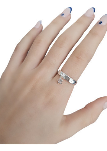 Anillo Con Dije Estrella Cúbic. Plata 925 0