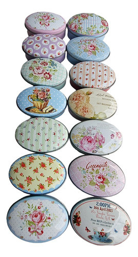 Lata Pastillero Diseños Unicos Deco Vintage Ovalado X12 Unid 0