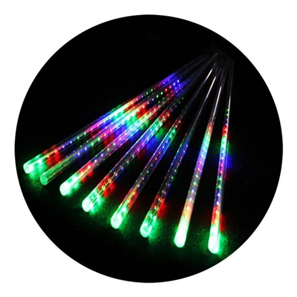 Led Lluvia Meteoritos Tira Cascada 8 Tubos 3 Mts Multicolor 0