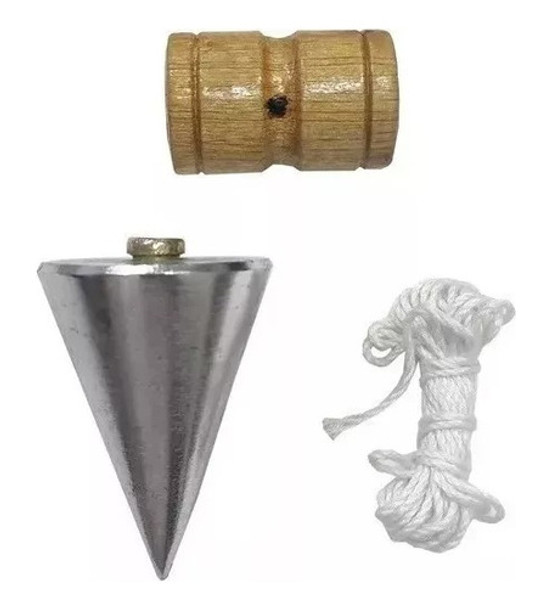 Prumo Para Pedreiro De Metal 300g C/ Fio De Algodão 3 Metros 0