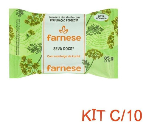 Kit C/ 10 Sabonetes Em Barra Erva Doce Farnese 85g 0