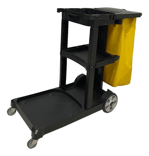 Carro Funcional Executivo Limpeza Com Rodas Saco Tampo 0