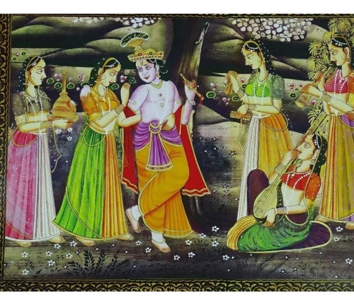 Pôster Gravura Imagem Papel Divindade Hindu Krishna E Rada G 0