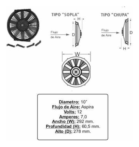 Electroventilador Universal 12v 10 Aspas Rectas 0
