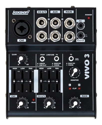Consola Mixer Pasivo Lexsen Vivo 3 Usb Phantom Power 0