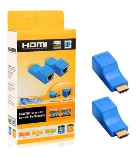 Extensor Hdmi Por Utp Lan Rj45 - Convertidor Adaptador Ficha 0