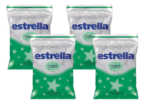 Pack X4 Estrella Algodon Pompones X50 Unidades 0