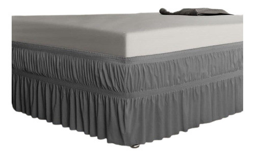 Saia Para Cama Box Solteiro Chumbo C/ Elástico Duplo 0