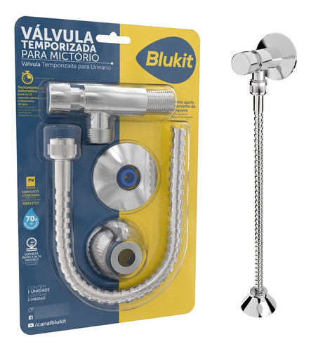 Válvula Mictório Cromada Completa Flexível 30cm - Blukit 0