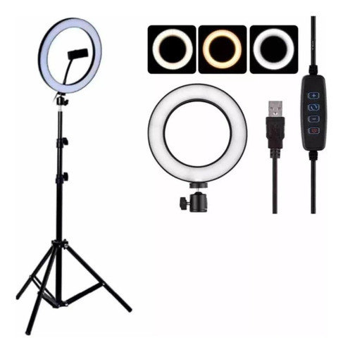 Anillo Aro Luz Led Con Tripode Flexible 2.2m Soporte 3 Nivel 0