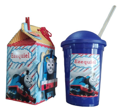 10 Cajitas Milk Box + 10 Vasos De Tren Thomas 0