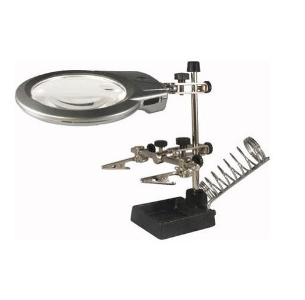 Lupa De Mesa Con Agarres Para Soldar + Luz Led 16129a 0
