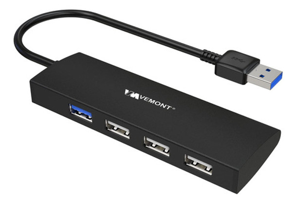 Vemont - Hub De Datos Usb De 4 Puertos Con 3 Puertos Usb 2.0 0