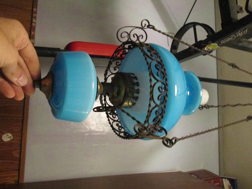 Lámpara Antigua Colgante Quinque Azul Sin Envio Avellaneda 0