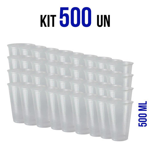 Kit Copo Descartável Translúcido 500 Ml 500un Chopp Copão 0