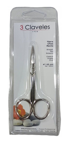 Tijera Para Uñas Recta 3 Claveles 6522 De 4 Pulgadas 0