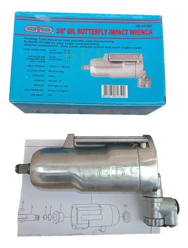 Pistola Llave De Impacto 3/8 Neumatica Mariposa 0