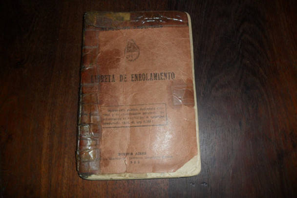 Antigua Libreta Enrolamiento Foto Perforado Bandera Escudo 0