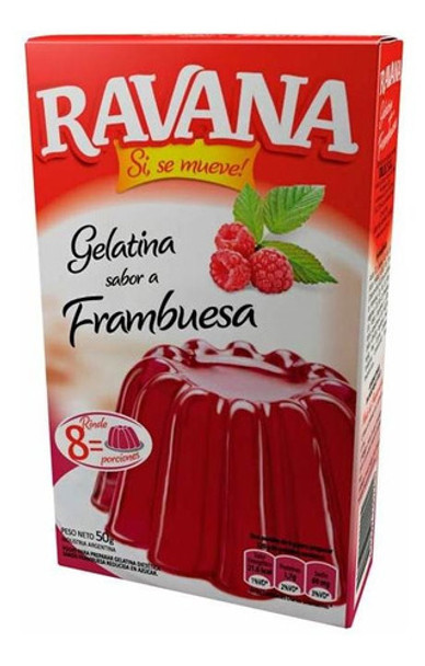 Pack X 12 Unid Gelatina  Frambuesa 50 Gr Ravana Gelatinas 0