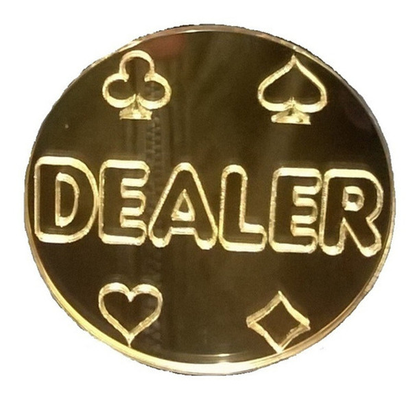 Botão Dealer Acrilico Espelhado Dourado 0