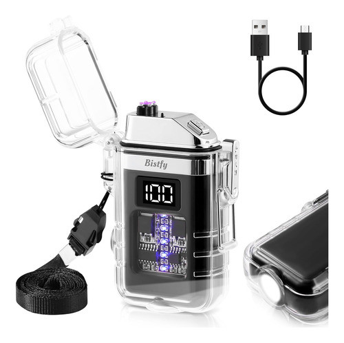 Encendedor Eléctrico Con Linterna Usb Tactico Anti Viento 0