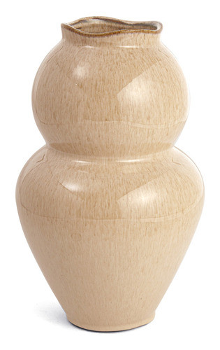 Vaso Em Ceramica Marrom Claro Bojudo Mart 30cm 0