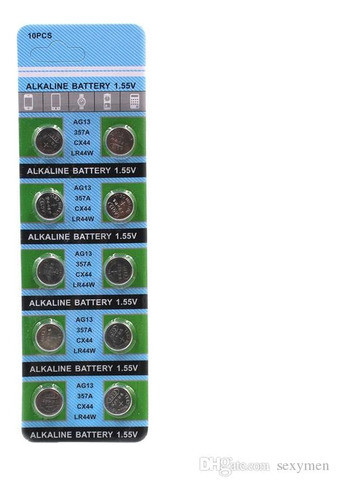 Blister 10 Pilas Boton Alcalinas  1.5v Lr44 Ag13 A76 L1154 0