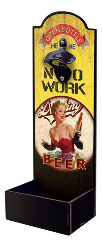 Abridor De Garrafa Decorativo Parede Com Porta Tampinhas 0