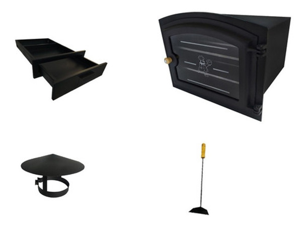 Forno P/ Fogão À Lenha G Aço + Cinzeiro + Chapéu + Enxadinha 0