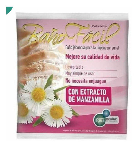 Baño Fácil Manzanilla Paño Jabonoso Sin Enjuague 10un. 0