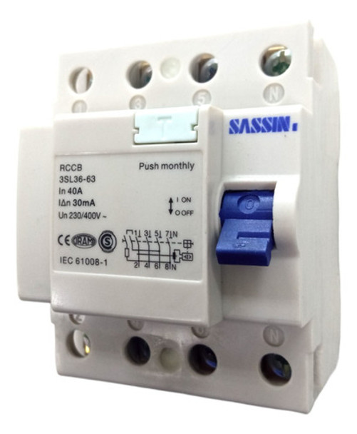 Diferencial Tetrapolar (4p) 40amp En 30ma Sassin 0