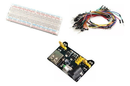 Kit Protoboard Com Fonte + Jumper 65 Peças 0