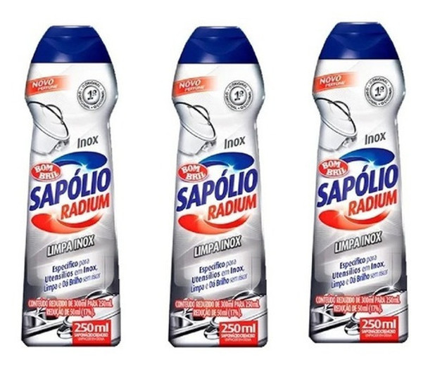 Kit Com 3 Limpa Inox Sapólio Radium Cremoso 250ml 0