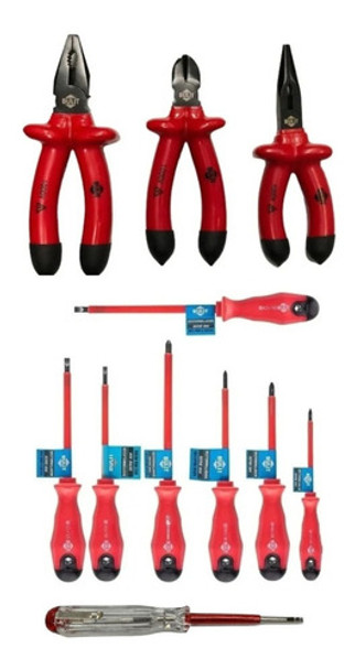 Juego De Pinzas Destornilladores 11 Pcs Aisladas 1000v Bulit 0