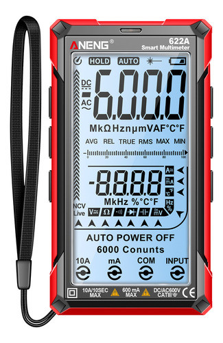 Medidor Multímetro Digital Aneng, Smart Touch, Faixa 0