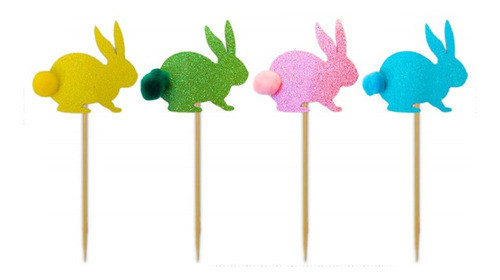 Palito Decorativo Pascoa Coelho Pompom Eva Cores 4un 0