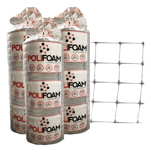 3 Rollos Aislante Térmico Espuma 5mm Aluminiz + Malla 60m2 0