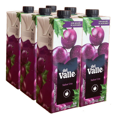 Kit C/ 6und Nectar De Uva Del Valle S/ Adicão Açucar 1l 0